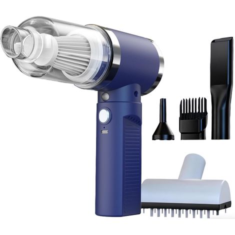 Aspirateur de voiture portable bleu, aspirateur de voiture haute performance, aspirateur à main pour la maison, autonomie de 30 minutes, aspirateur sans fil portable (1/5)