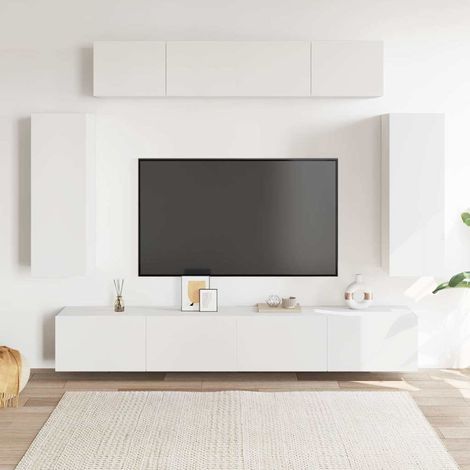 vidaXL Set de muebles de salón TV 6 piezas madera de ingeniería blanco (1/5)