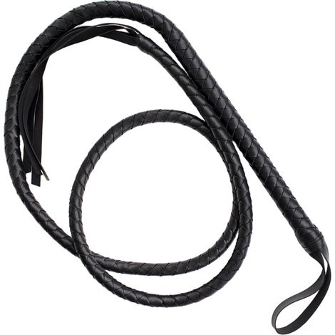Cravache Équestre en Cuir - 1 Unité - Noir - 190 cm - Poignée Antidérapante - Pour Dressage et Saut d'Obstacles (1/5)