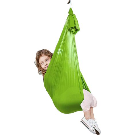 Hamac élastique sensoriel pour enfants - Intérieur et extérieur - Fitness yoga maison - Vert (1/5)