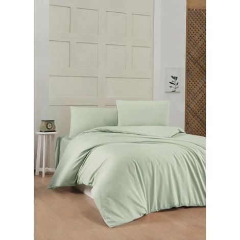 Bettwäsche - 1 Bettbezug 220 x 240 cm + 2 Kopfkissenbezüge 60 x 60 cm - 100% verstärktes Baumwolle - Grün