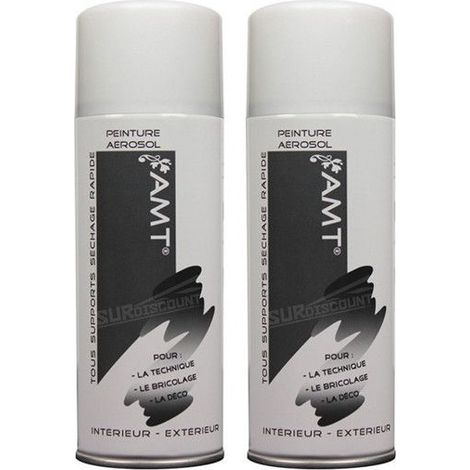 Bombe de Peinture - AMT - BP58 - Lot de 2 - Blanc Métallisé - 330ml