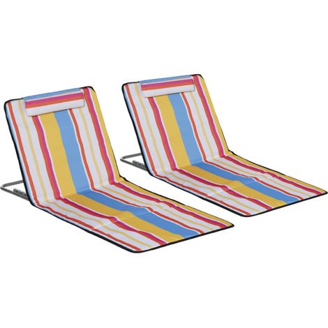 Tapis De Plage - Coussin Pour Le Cou - Hauteur Réglable Sur 5 Niveaux - Acier - 134 X 48 X 33 À 43 Cm - Lot De 2 (1/5)