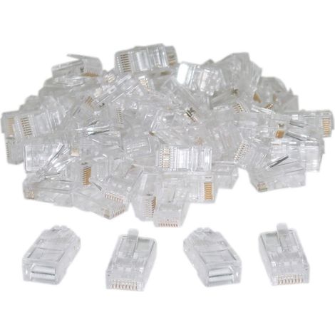 100 Pièces Connecteur Lan Cat5 8-pin Ethernet Plug Rj45 Network Internet (1/4)