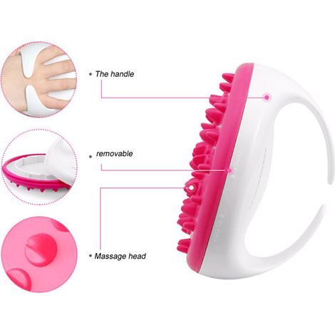 Brosse de massage du cuir chevelu à tête en plastique et caoutchouc, à utiliser dans le bain ou sous la douche. Brosse de massage complète pour le corps, amincissante et esthétique. (1/5)