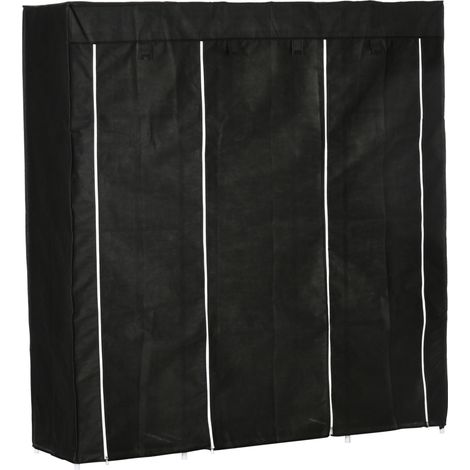 CHICFURN Armario ropero 150x43x162,5 cm negro de tela no tejida, 10 estantes y 1 barra (1/5)