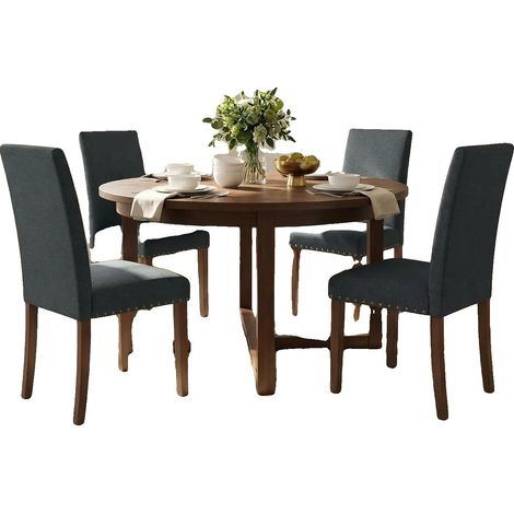 Sillas de comedor, tapizadas en tela, diseño moderno y elegante, color gris, 4 plazas. (1/2)