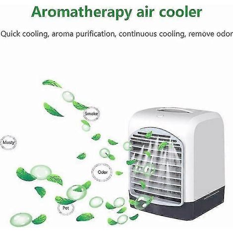 Climatiseur, rafraîchisseur d'air, humidificateur, purificateur d'air portable pour la maison, la chambre, le bureau ou la voiture. Ventilateur de bureau à 3 vitesses. Climatisation.