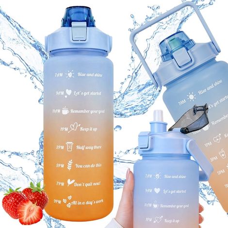 2-Liter-Wasserflasche - Motivationsflasche - Große Wasserflasche - Sportflasche - Zwei-Liter-Wasserflasche - Wasserkrug - Gallone - 4-Liter-Flasche - Trinkflasche - Ausgießflasche - Himmelblau (1/5)