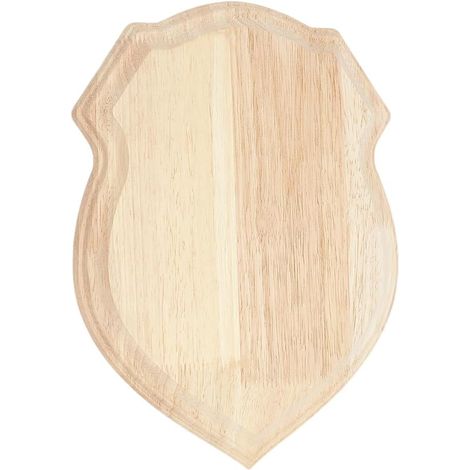 Plaque en Bois Brut de 30x22.5x1.7cm Couleur Amande Blanchie Socle en Bois en Forme de Bouclier Base Artisanale Brut Plaque Vierge pour Décoration Intérieure et Bricolage (1/5)