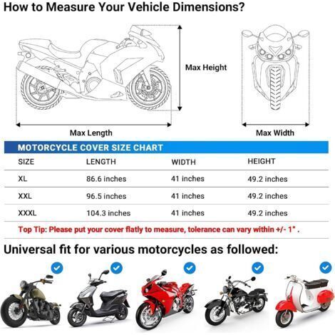NALOOKAMIC Housse de Protection Imperméable pour Moto Couverture Oxford Résistant aux Poussière Pluie Neige UV Vent Soleil Déjections d'oiseaux, 245x105x125cm Noir+Argent (1/4)