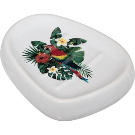 Porte Savon en Céramique "Tropical" 12cm Blanc