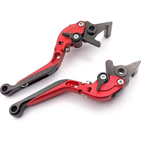 Tige de commande de klaxon de frein de moto PCX160 modifiée, matériau en alliage d'aluminium, frein réglable anti-chute, poignée longue et courte (rouge 1) (1/5)