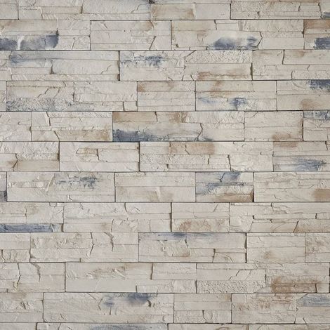 Decoon – Plaquette de parement imitation pierre beige bleuté 0,52 m² – 20 pièces – Dimensions variées 18-39,5 cm – Pose murale intérieure/extérieure (1/3)