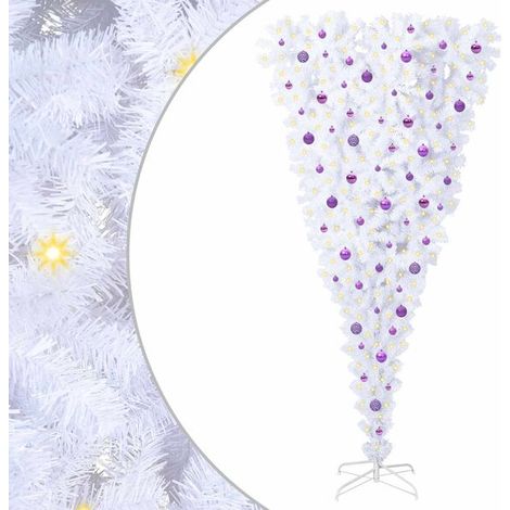 Sapin de Noël artificiel avec 300 lumières LED blanches, 240 cm de haut, en PVC et acier. (1/5)