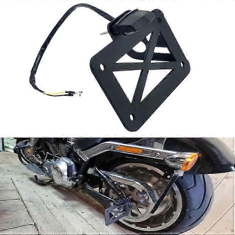 Feu arrière LED latéral universel pour moto avec support de plaque d'immatriculation pour Touring Bobber Harley Sportster (1/5)