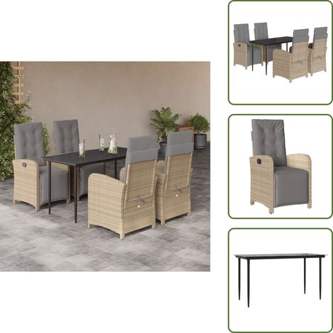 Cojines para sillas - vidaXL Set comedor de jardín 5 pzas con cojines ratán sintético beige - Muebles de exterior