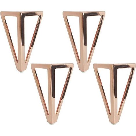 Set of 4 15 cm Triangular Metal Table Legs, Modern Style Furniture Feet for Cabinets, Sofas, Beds, Pink (1/4)