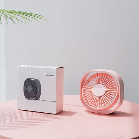 Petit ventilateur USB portable silencieux alimenté par USB uniquement (sans batterie), refroidissement, 3 vitesses, réglable, pivotant à 360°, pour la maison, le bureau, la chambre, Rose (1/3)