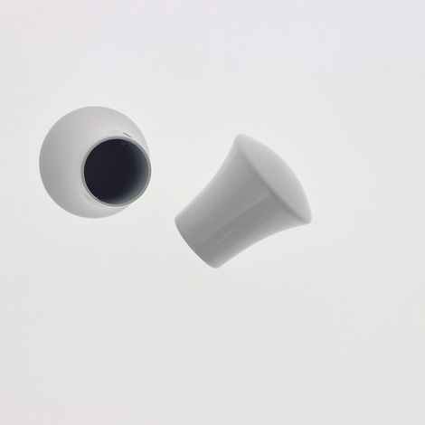 Lot de 2 Embouts Pommeau Lisse pour tringles à rideaux de Diam. 20mm en Blanc Mat - BOULET