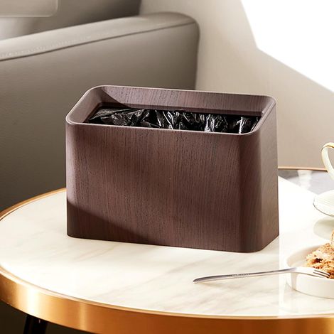 Mini cestino da tavolo, finitura effetto legno, senza coperchio, stile retrò, adatto a cucine, uffici, soggiorni e toelette (noce). (1/3)