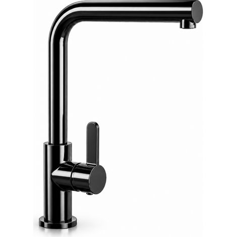 Rubinetto Cucina Nero Opaco Canna Alta Quadrata Girevole Miscelatore Lavello 94027