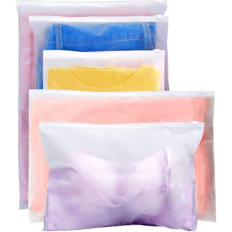 30 Pièces Sac de Rangement Voyage, Zipper Seal Pochette Étanche Plastique Sous-vêtements, Chaussures, Cosmétique (5 Tailles) (1/5)