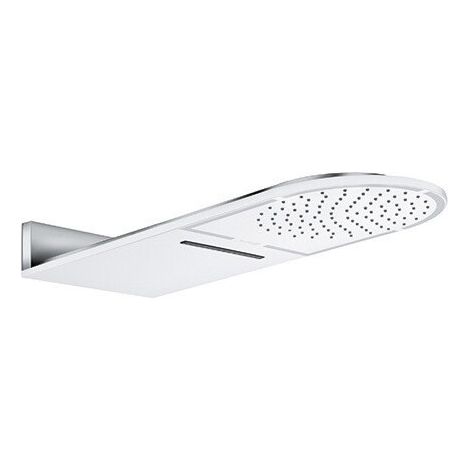 A-qa tête de douche métallique montage mural chromée/blancavec jet torent