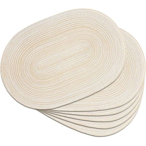 Juego de manteles individuales ovalados, 30, 5 x 44, 5 cm, antideslizante lavable, cocina comedor (beige, juego de 8, juego de 8 piezas (1/5)