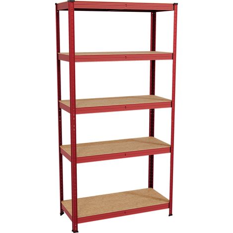 5 Tier Garage Shelving Unit Heavy Duty Storage Racking Shelf Boltless Rack, Red (1/5)