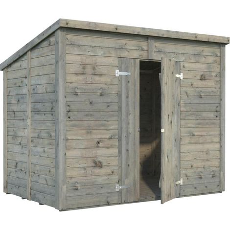 Abri de jardin en bois Leif 4,5 m2 Traité Gris (1/3)
