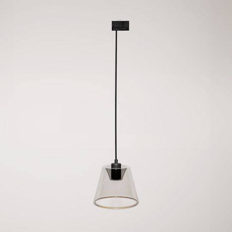 Creative Cables - Suspensão de carris com lâmpada fantasma de cone fumado incluída