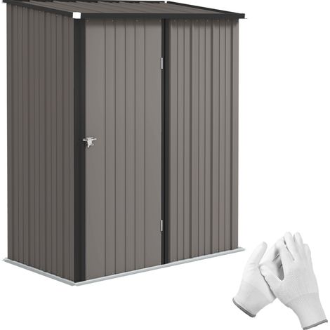 Abri de jardin en acier galvanisé noir 161,5 x 94,5 x 196 cm avec porte verrouillable (1/5)