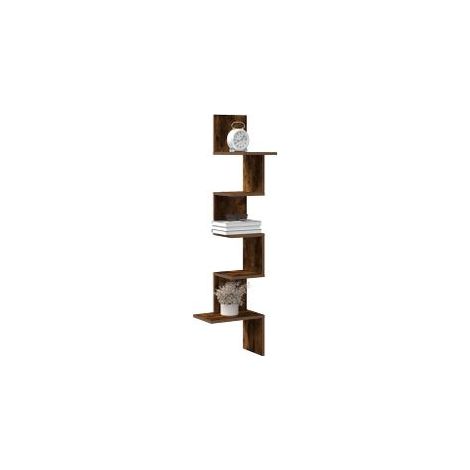Étagère d'angle murale chêne fumé bois d'ingénierie