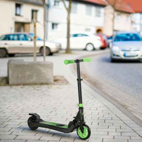Trottinette électrique enfants 6 ans + pliable scooter électrique vitesse 8 km/h 71x36,5x75-80cm, aluminium, acier, vert (1/5)