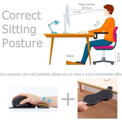 Repose Bras Ergonomique pour Bureau,Support de Repose-poignet Rotatif à 180°,Extension de Bureau d'ordinateur,Coude Support Extensi (1/5)