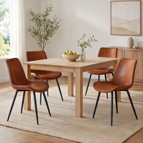 Set di 4 sedie da pranzo 50x47x83 cm in tessuto marrone - FLORAGRACE (1/5)