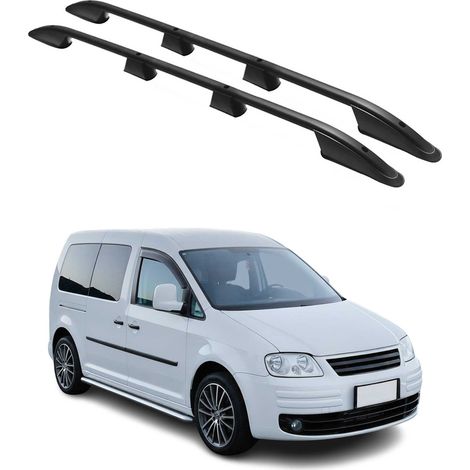 OMAC Barres de Toit longitudinales pour VW Caddy 2003-2015 L2 Long Aluminium Noir (1/5)
