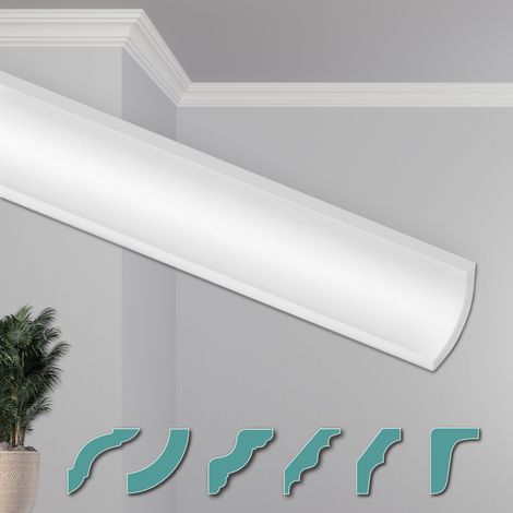 HEXIMO Corniches de Plafond Modernes en Polystyrène XPS Blanc, 2 Mètres Moulures Décoratives Angles: ZG19 - 48 x 48 mm, 2 Meter / 1 Stück (de)