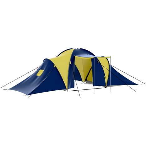 Tente de réception,Tente de camping,Chapiteau,Tonnelle de Jardin 9 personnes Bleu et Jaune XZZ61681 (1/5)