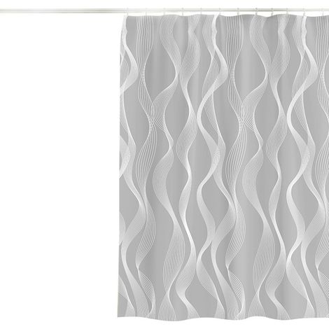 Rideau de Douche Imperméable Tissu Polyester Lavable en Machine Rideau Salle de Bain Baignoire avec 12 Crochets 240 x 200 cm (1/5)