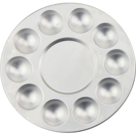 Palette de peinture ronde d'artiste, plateau de mélange de peinture à l'aquarelle en métal, outil de mélange 10 puits 2 pièce (1/5)