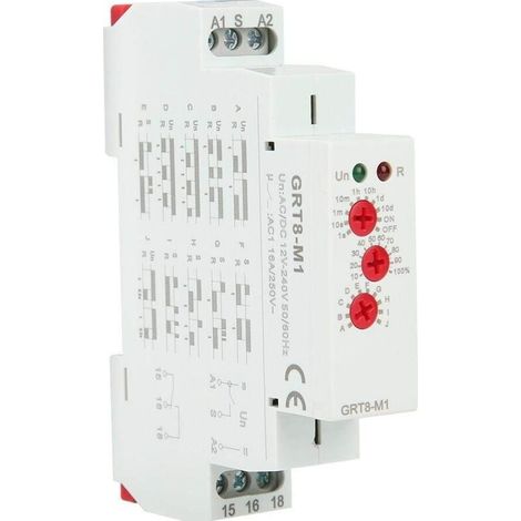 Relais temporisé GRT8-M1 avec 10 fonctions 35MM montage rail DIN AC/DC 12V 240V 50-60Hz (1/4)