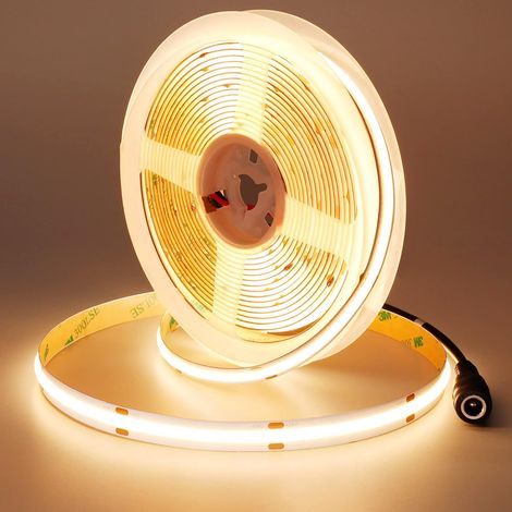 24V Ruban LED COB 5M 3000K Blanc Chaud IP20 Interieur 9510LM (1/5)