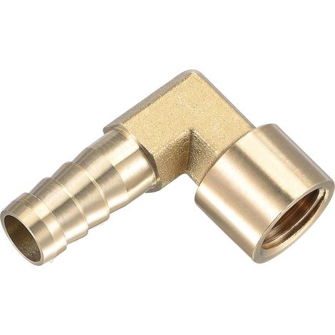 Laiton Tuyau Barbillon Raccords - 90 Degré Coude Laiton 10mm Barbillon Connecteur Appliquer à Eau Carburant (G1/4 Femelle Tuyau) (1/5)