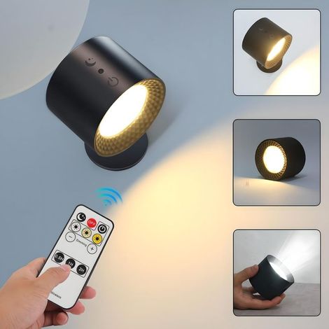 Applique Murale Interieur Noir, 3 Températures Rotatifs 360° Lampe Murale Touch LED avec Port de Charge USB Contrôle Tactile, Veilleuse LED pour Chambre à Coucher Cuisine Couloir Salon [Classe énergét