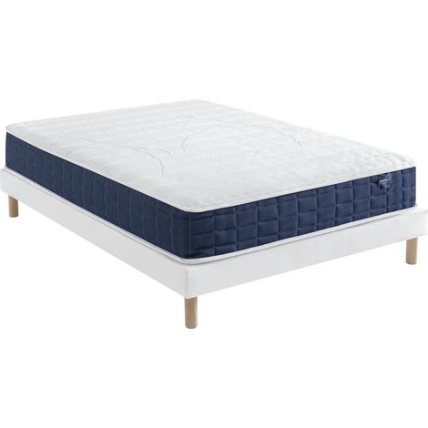Ensemble matelas ressorts, sommier Lune et pieds Rêve 400 - SOMEO 140x190 (1/5)