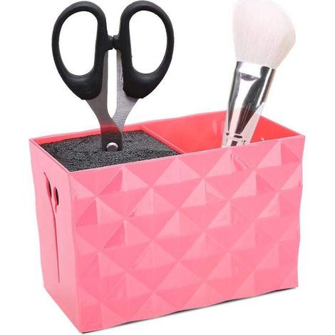 Boîte de rangement pour ciseaux, porte-ciseaux de coiffure Boîte de rangement professionnelle de grande capacité avec double étui (rose)