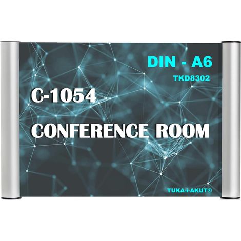 Plaque de Porte et de Signalisation, Info Sign Bureau Panneau de porte. Insertions A6 Paysage ou Portrait 148 x 105 mm, Se visse ou se colle sur un Mur ou une Porte, TKD8302-A6