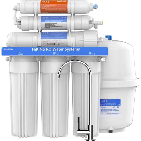 Système d'osmose inverse 150 GPD RO Système de filtration d'eau sous l'évier, système d'osmose inverse à 6 niveaux de 150 GPD avec pompe, système de filtration d'eau RO ultra sûr, débit d'eau (1/5)